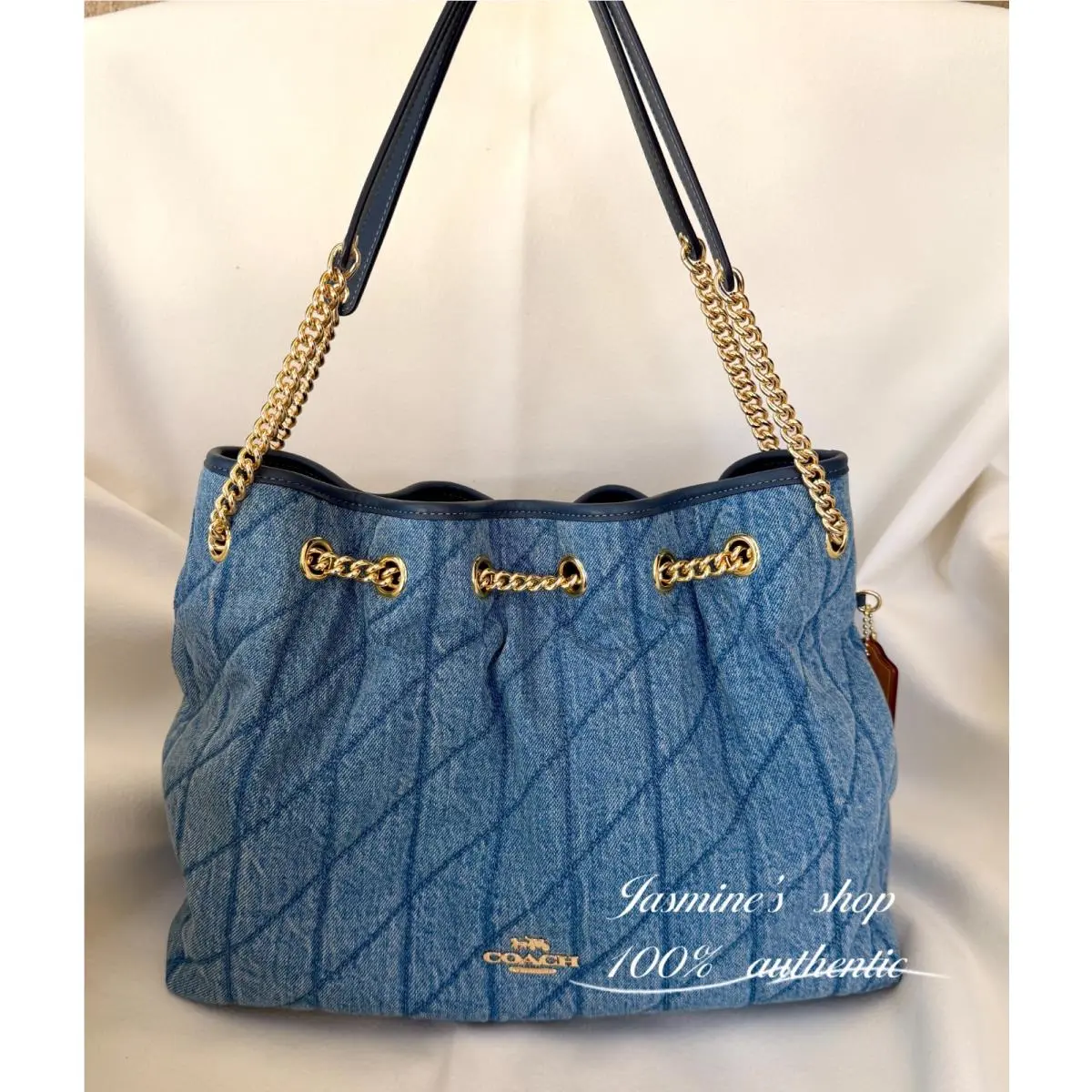 Evelyn Shoulder Bag In Regenerative Cotton with Quilting CDC02 Indigo by Coach