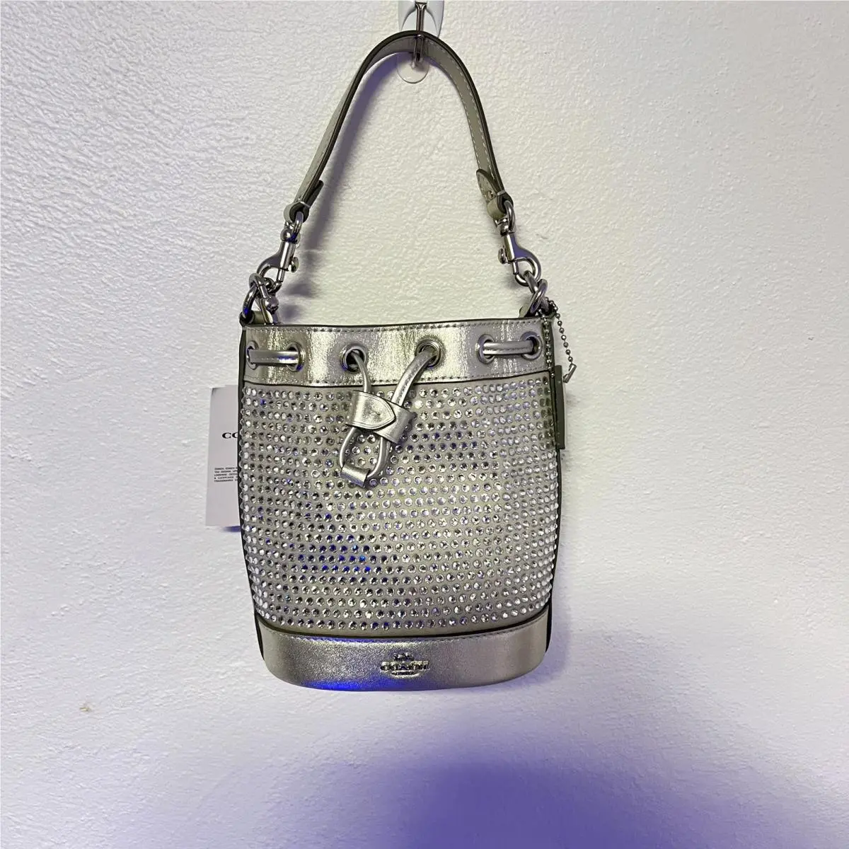 Coach Mini Bucket Bag with Crystals Silver
