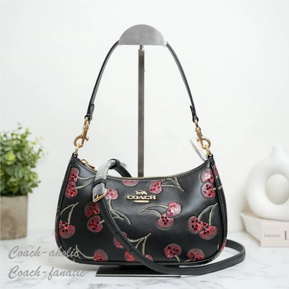 Coach CCZ16 Teri Shoulder Bag Leather Crossbody with Cherry Print