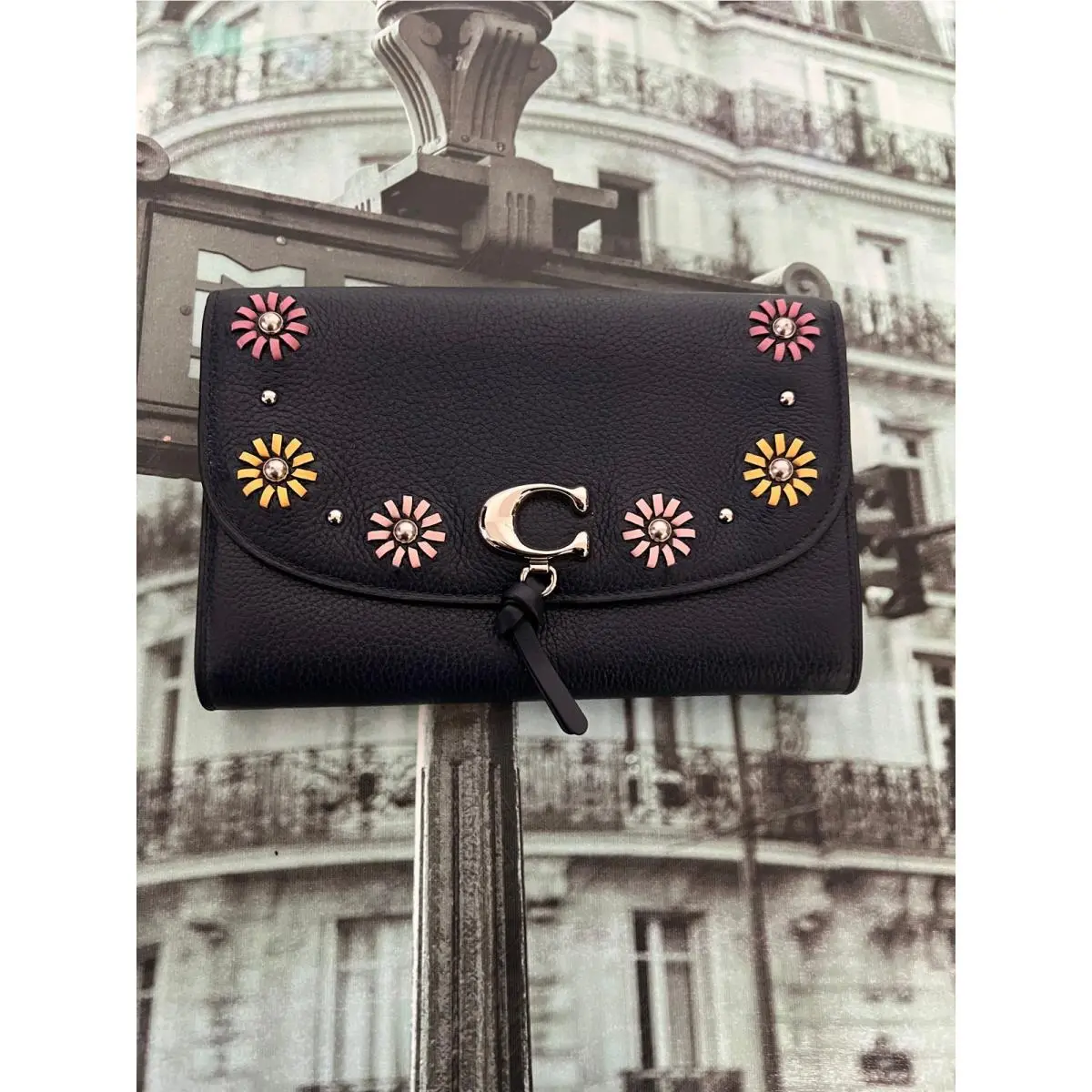 Coach 2626 Remi Chain Crossbody with Whipstitch Daisy Applique In Silver/midnigh