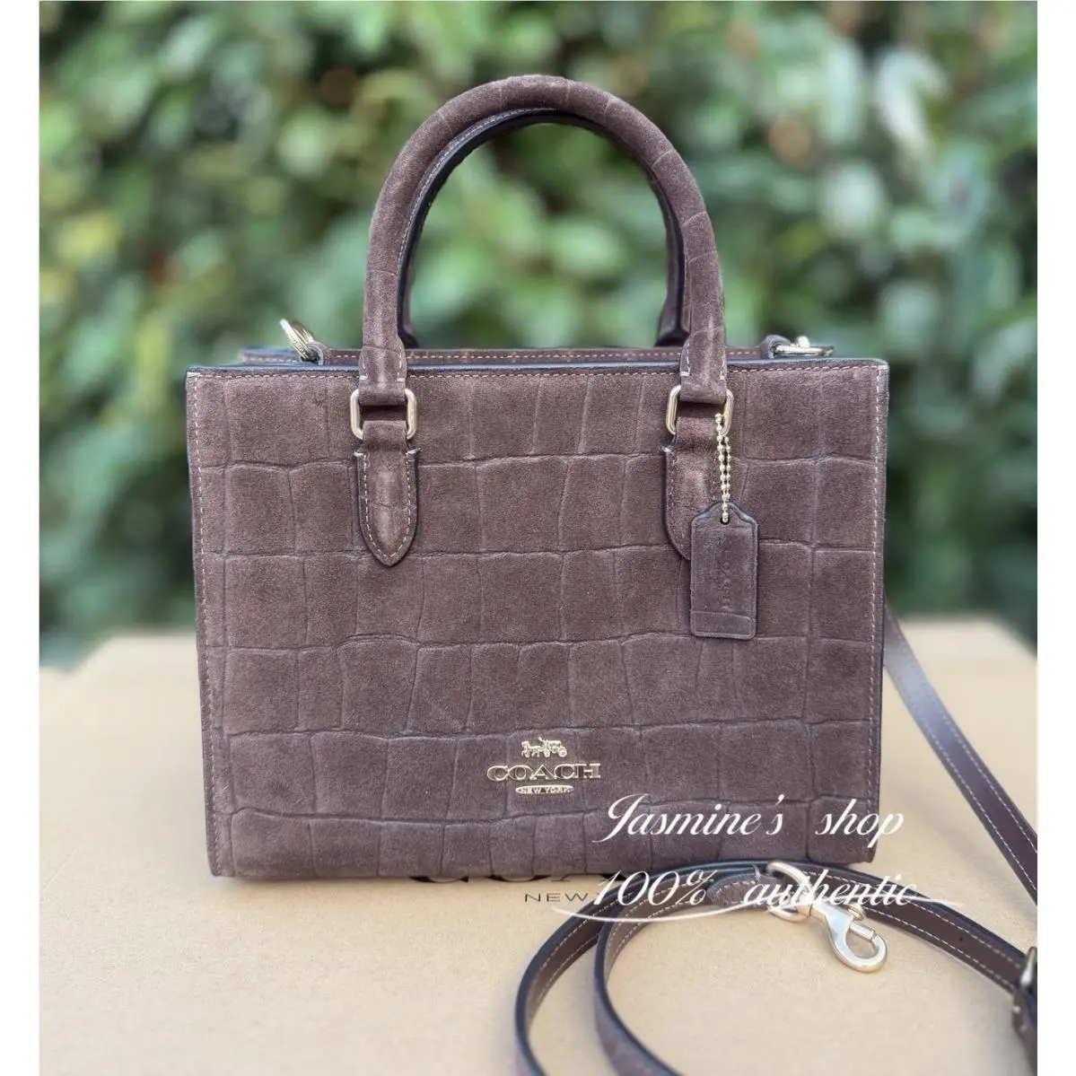 Coach Maggie Small Tote Bag CCC71 Embossed Crocodile/gold/maple
