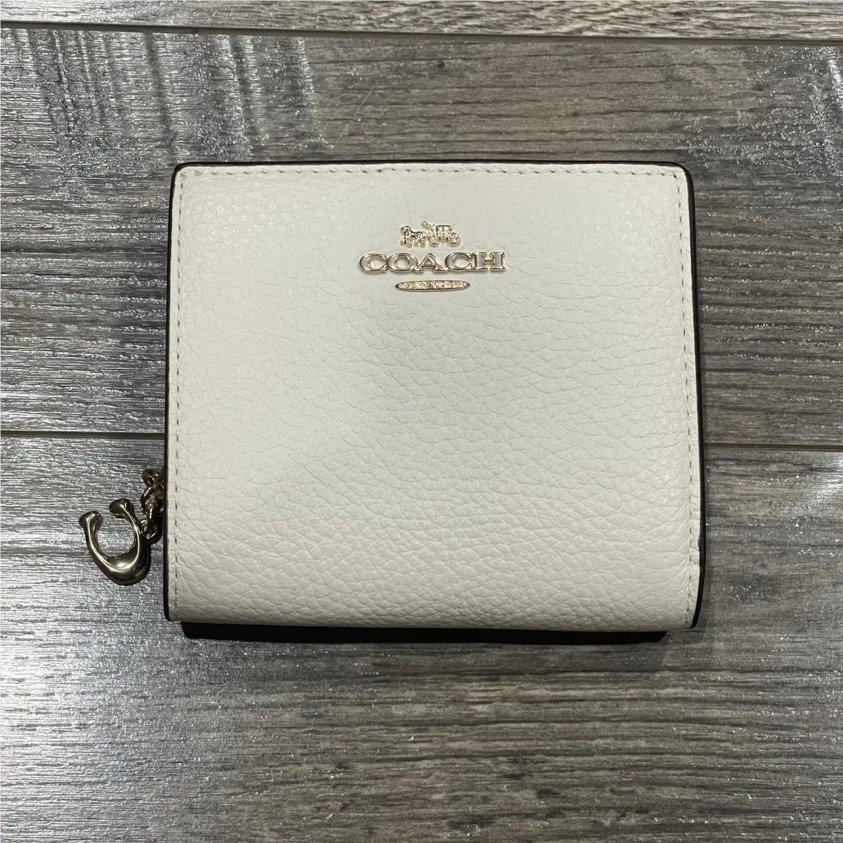 Coach Snap Wallet In Leather Chalk Gold C2862 —