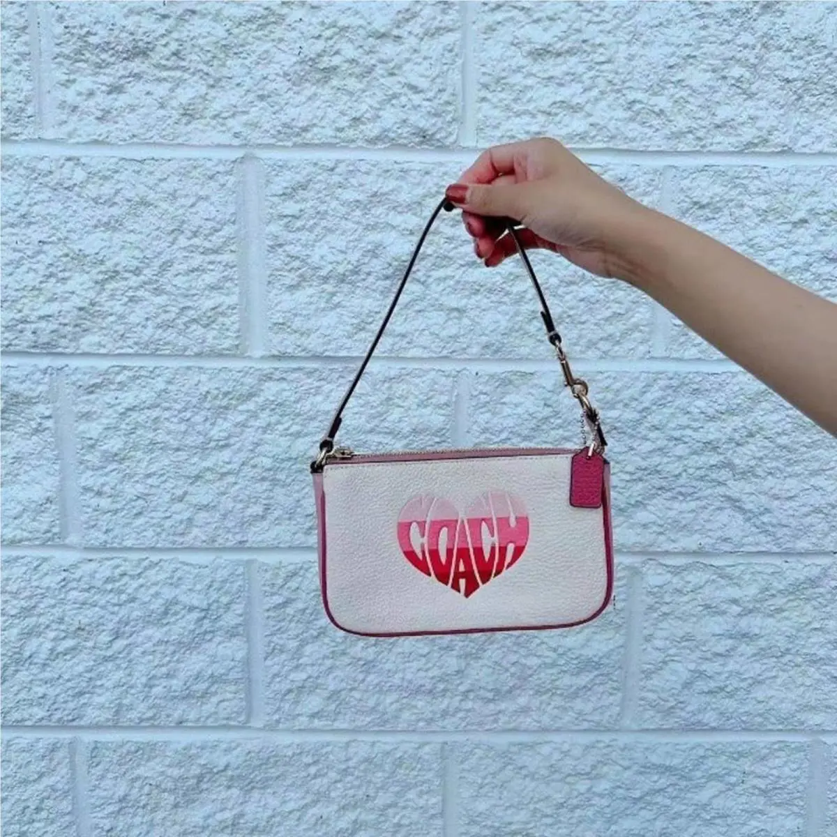 Coach CA797 Nolita 19 with Stripe Heart Motif In Chalk Multi