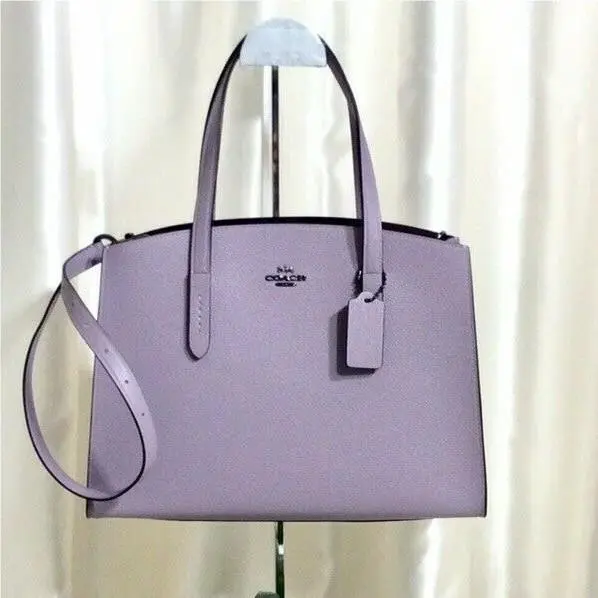 Coach Medium Carryall In Pebble Leather Gm/soft/lilac Purple