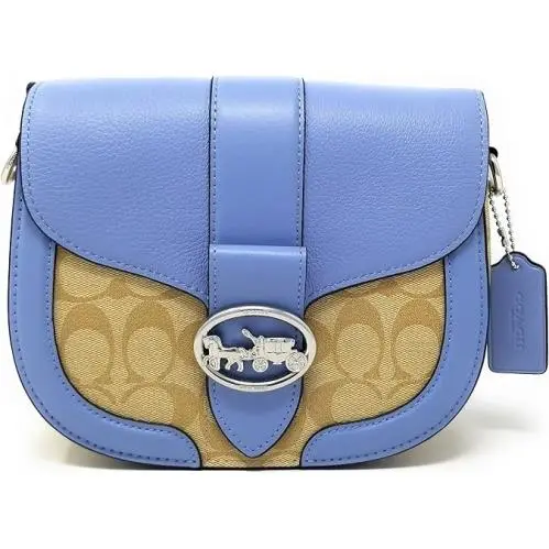 Coach C2806 Georgie Saddle Bag In Signature Canvas In Light Khaki/ Blue