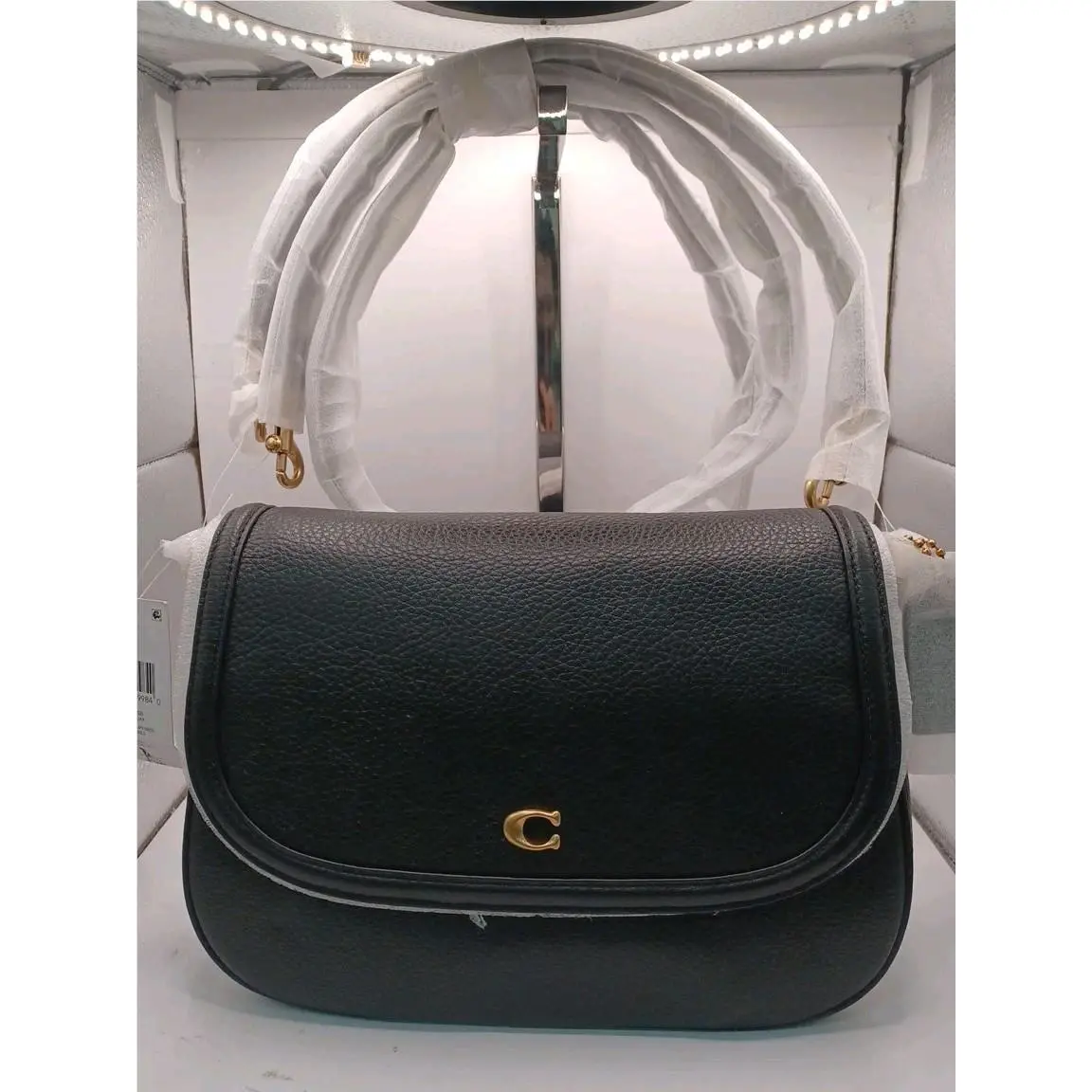Coach Legacy Pebble Leather Shoulder Bag-black Gold-tone Hardware