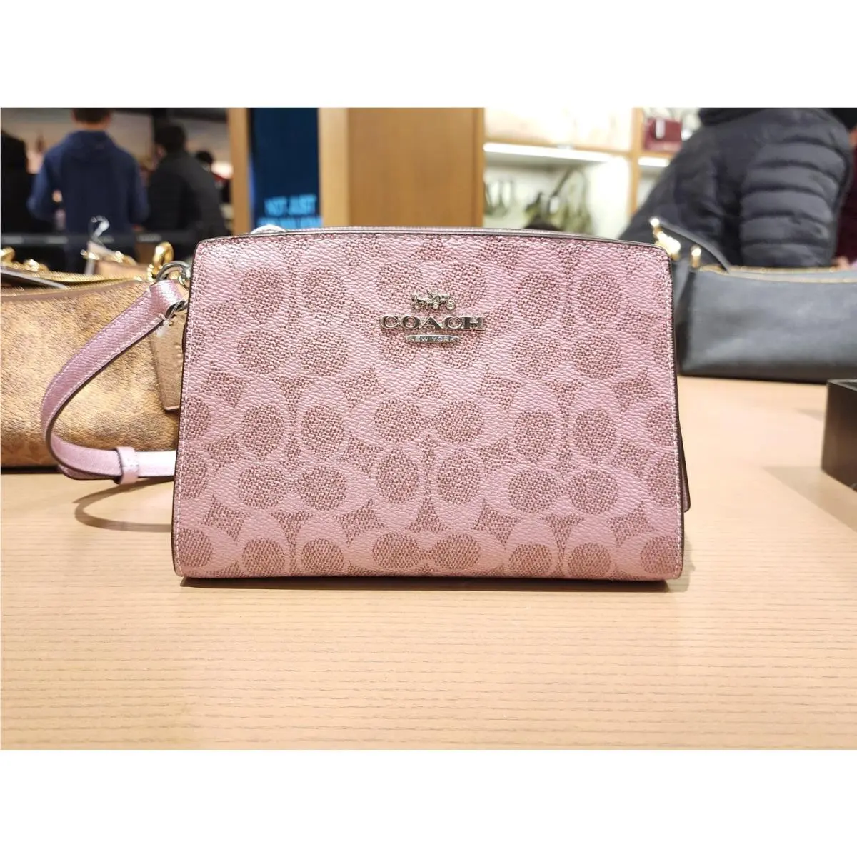Gia Crossbody Bag In Pearlized Pink Rose Signature Canvas by Coach