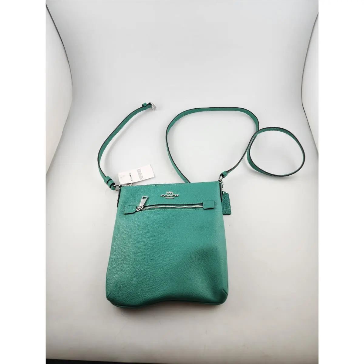 Coach Crossgrain Leather Mini Rowan File Bag CE871 Bright Green