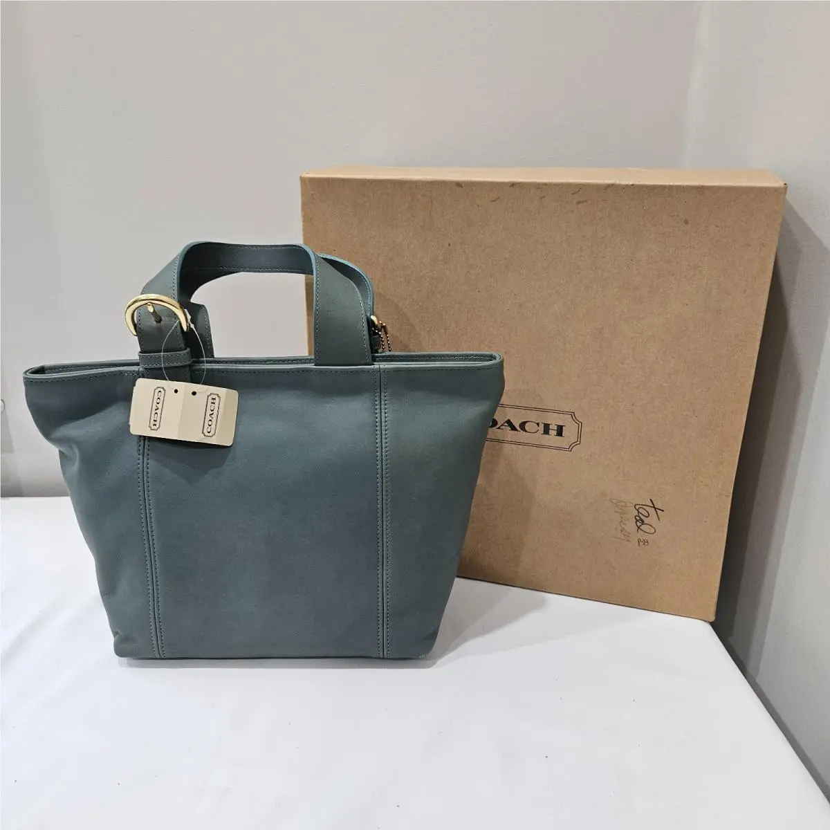 Vintage Coach Waverly Leather Tote Bag 4133 Aqua Shoulder Everyday Office Bag