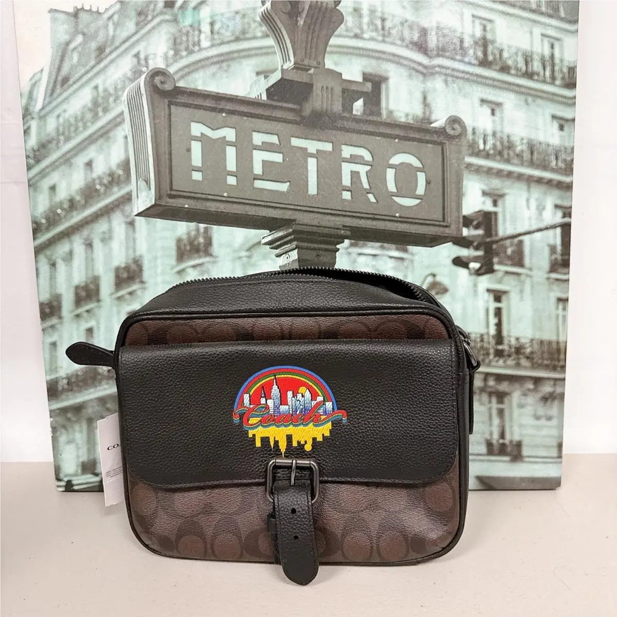 Coach C6636 Hudson Crossbody Bag In Signature Canvas with Souvenir Patches