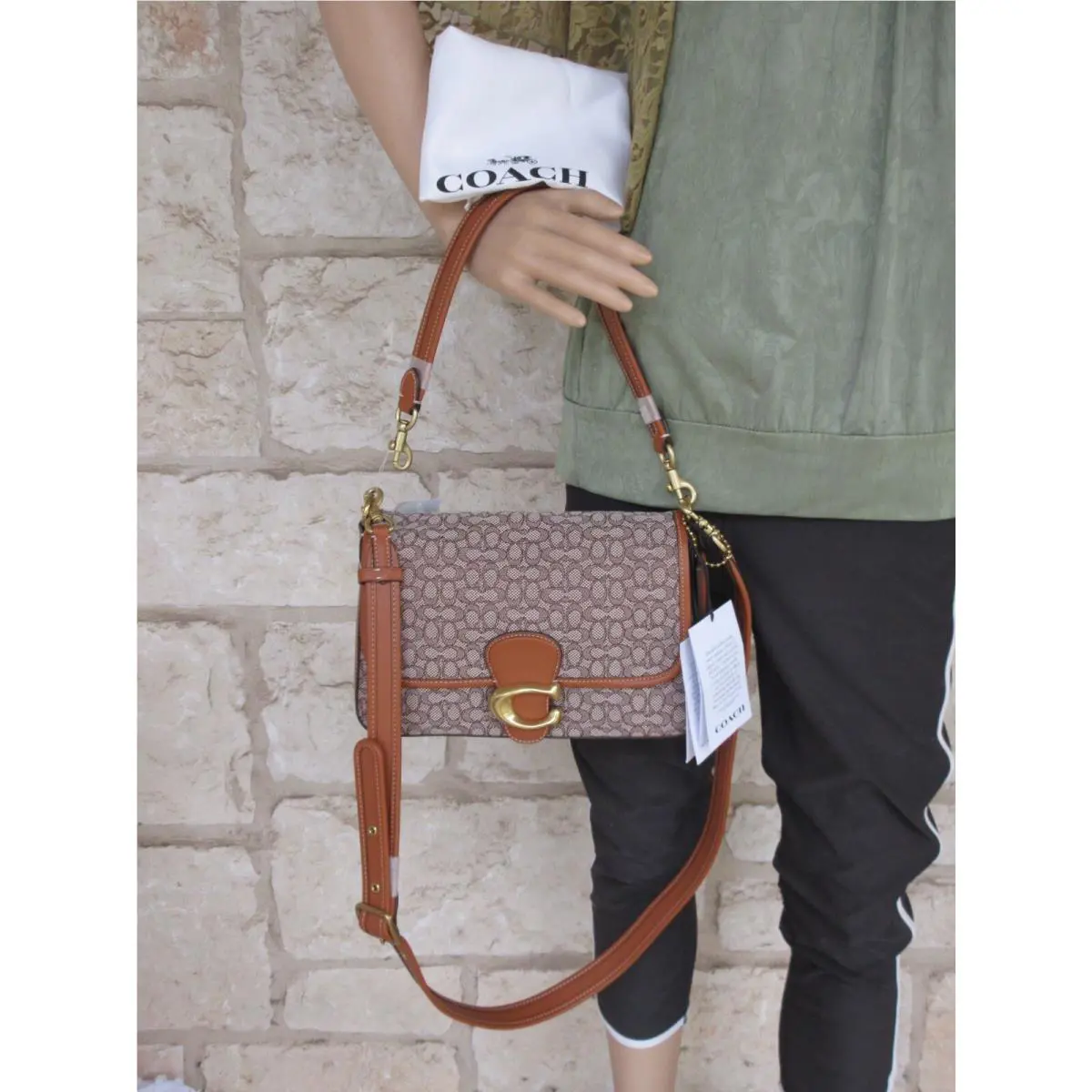 Coach Tabby Brass/cocoa Burnished Soft Shoulder Bag Signature Jacquard