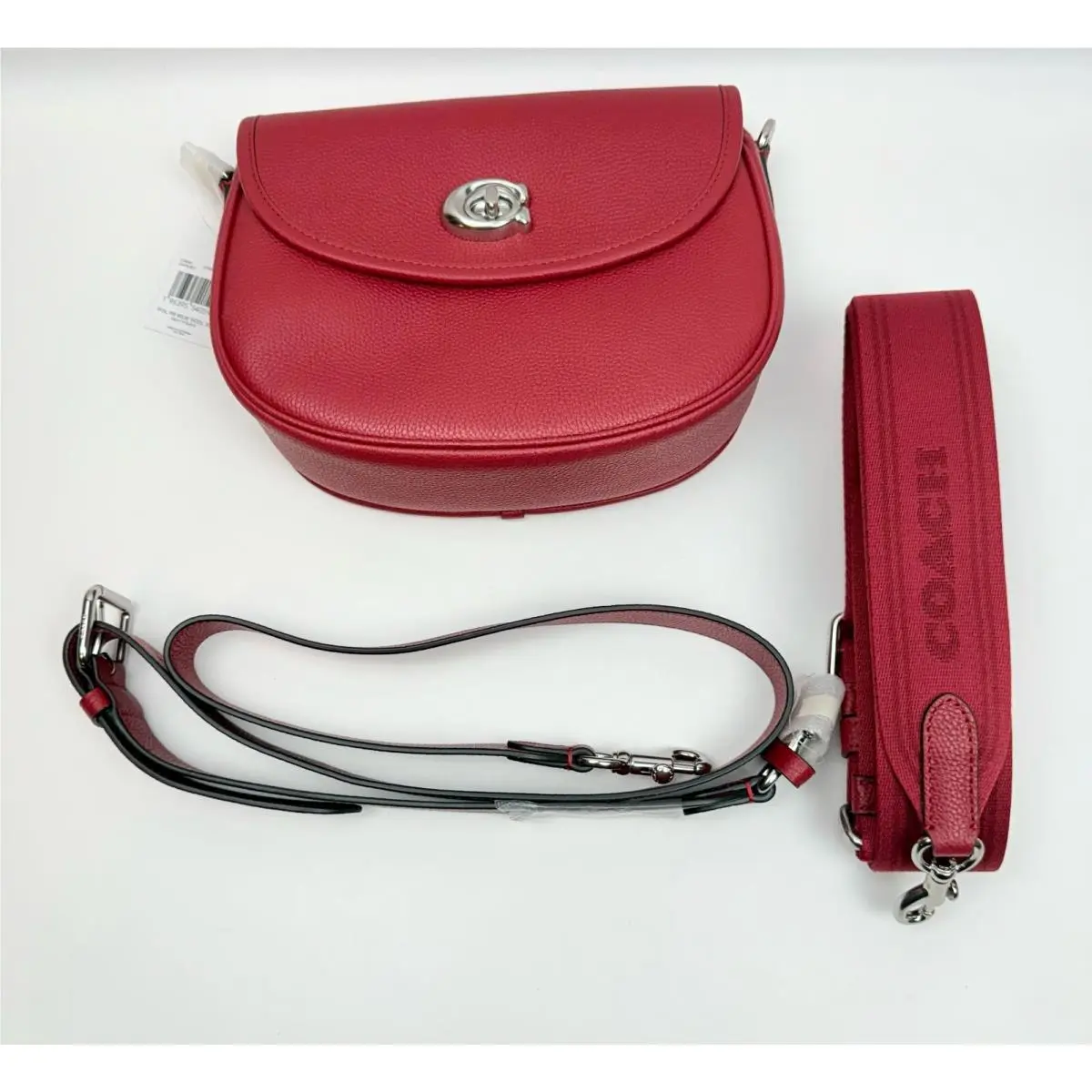 Coach Willow Ruby Saddle Bag with Interchangeable Leather and Web Strap