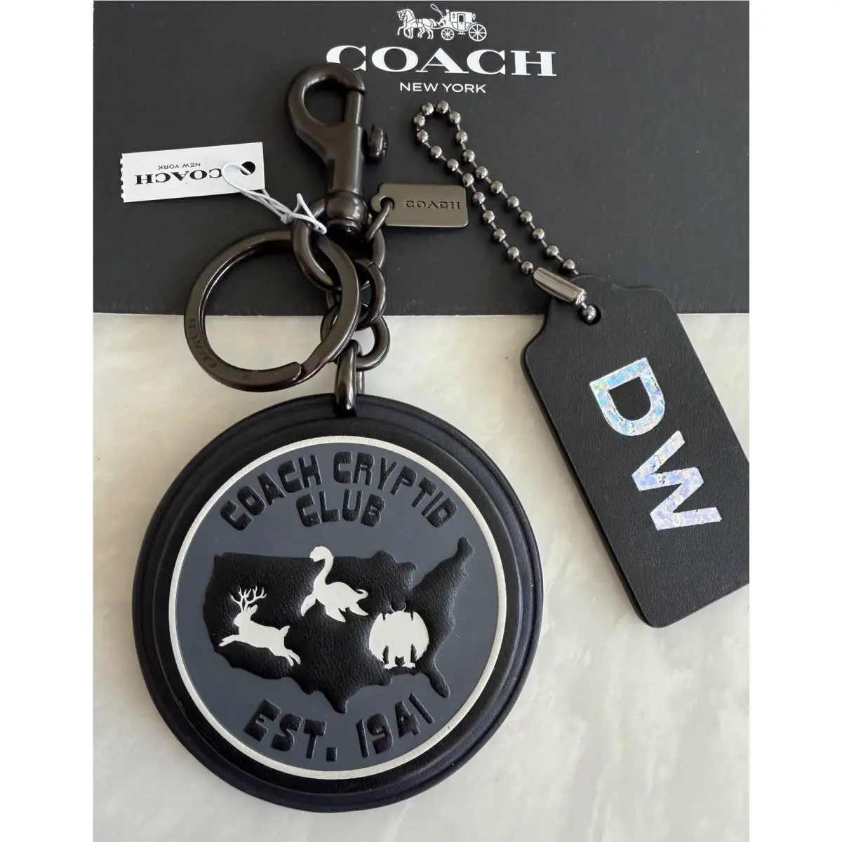 Coach Black/multi Mythical Monsters Cryptid Club Bag Charm Key Fob 89600