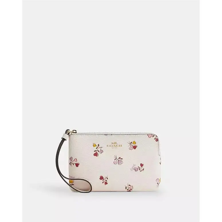 Coach Corner Zip Wristlet with Heart Print CW965