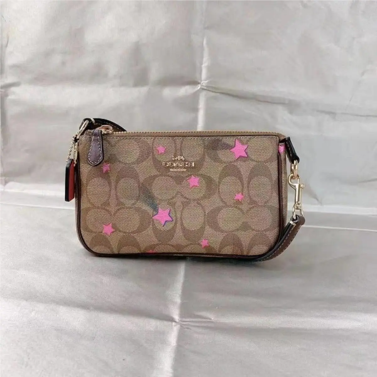 Coach C7294 Nolita 19 In Signature Canvas with Disco Star Print In Khaki Multi