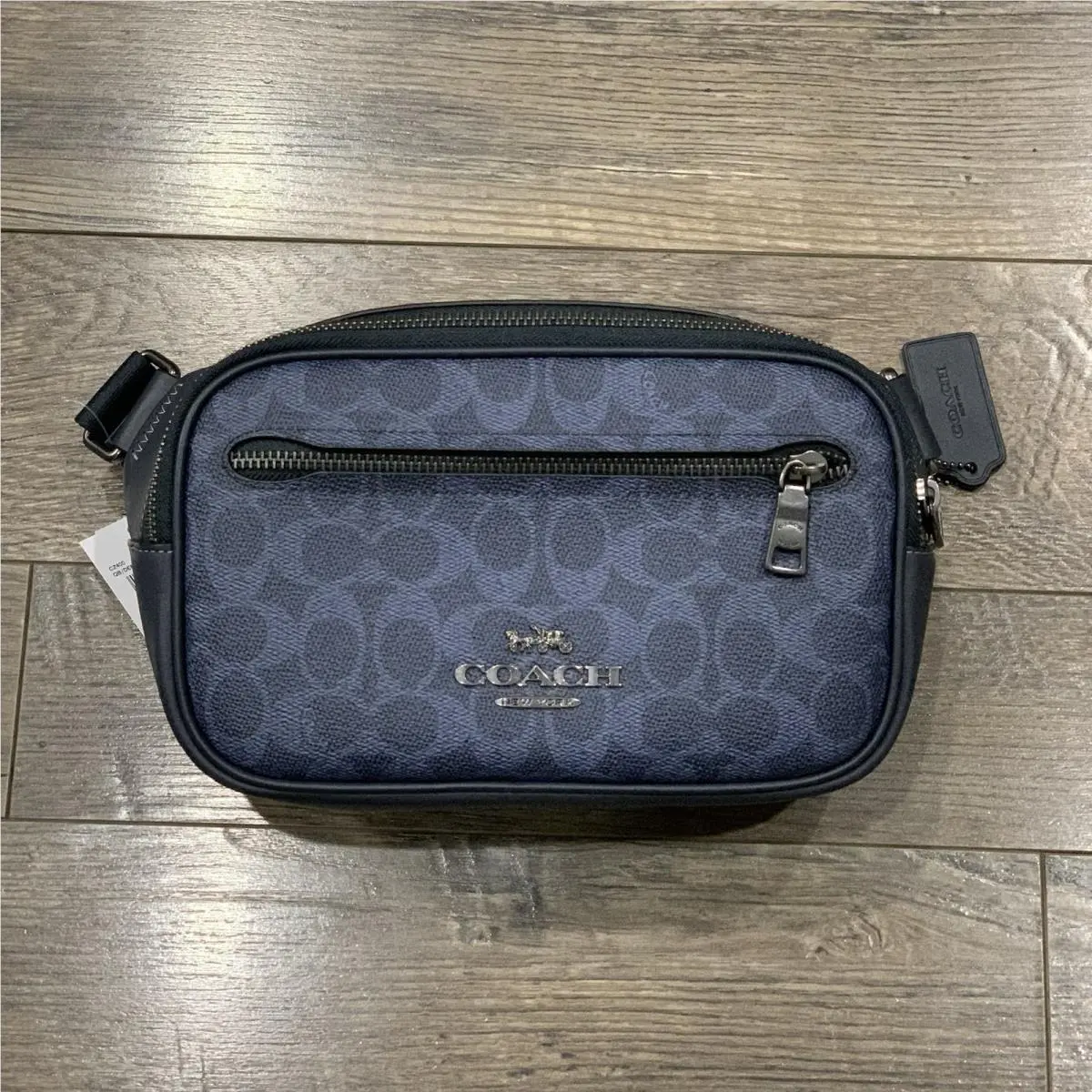 Coach Elias Signature Canvas Leather Belt Bag CZ400 Denim Navy —
