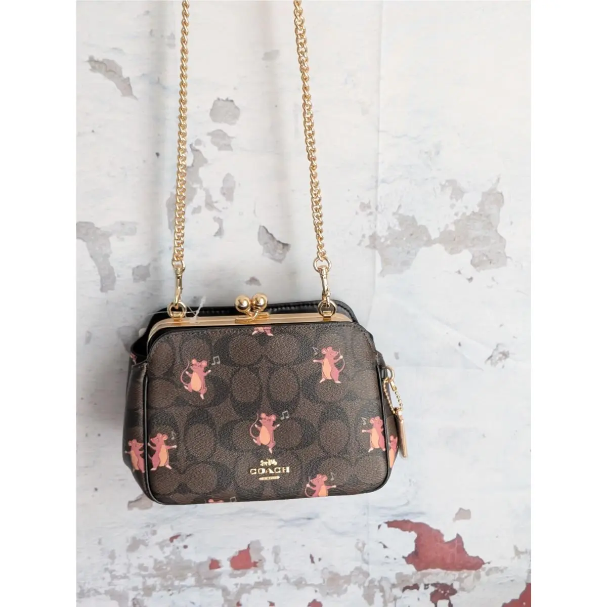 Coach Frame Kiss and Lock Handbag Dancing Mice Print