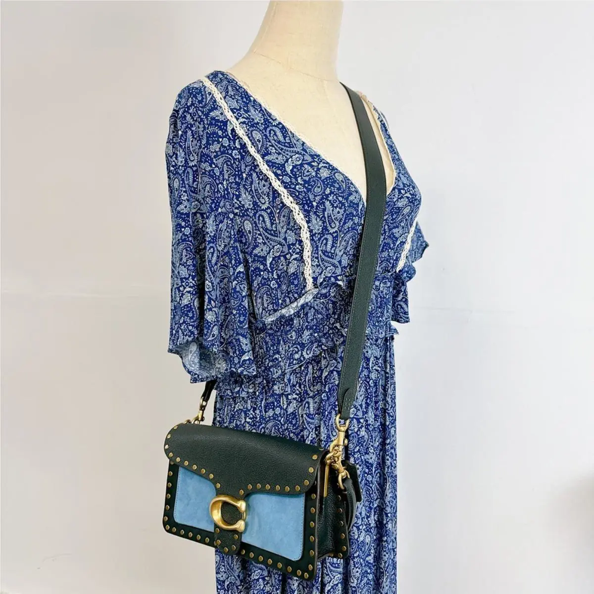 Coach 92151 Tabby 26 In Colorblock W Rivets Leather IN Pacific Blue Multi