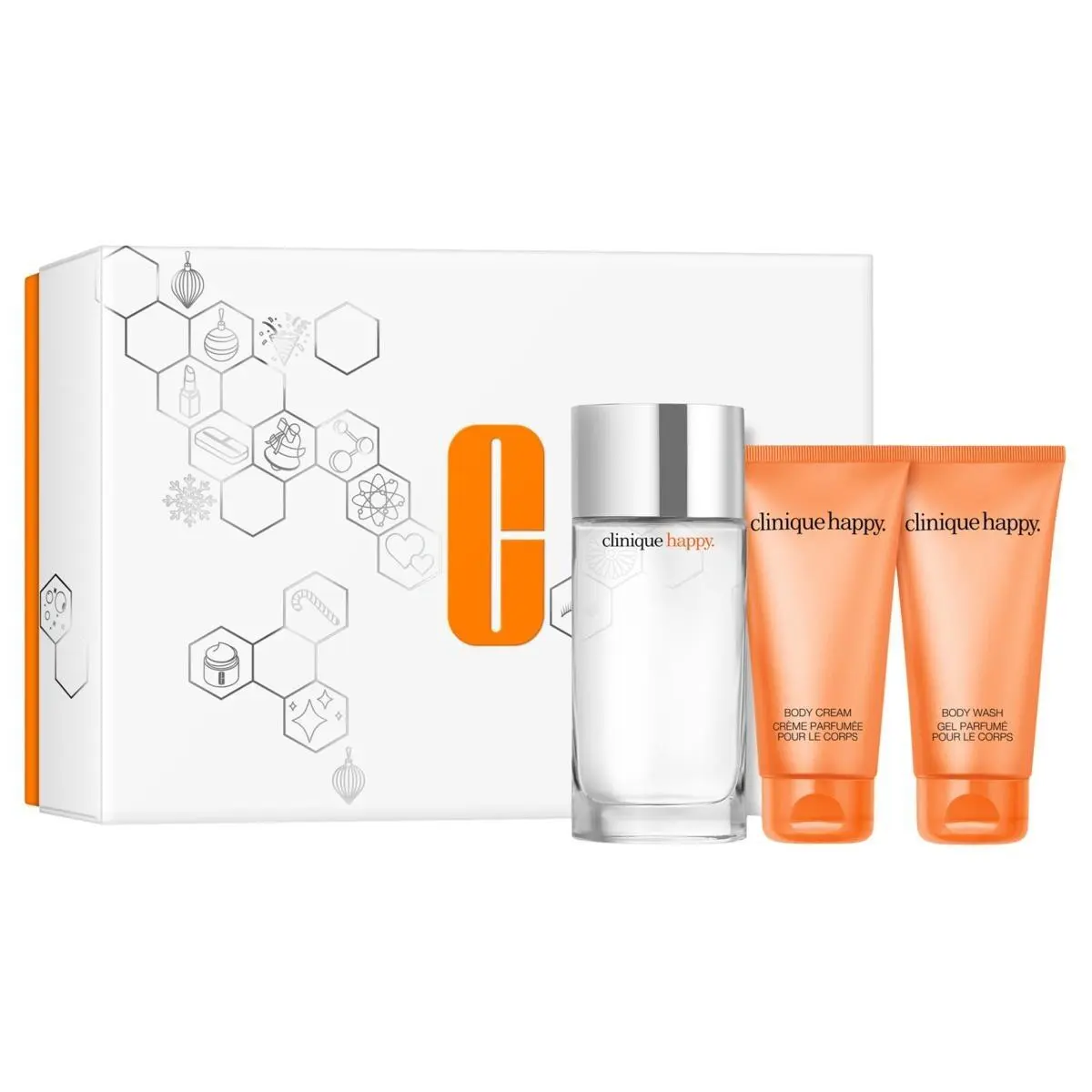 Clinique Absolutely Happy 3 Pcs Set 3.4oz/100mL Edp Body Cream Wash