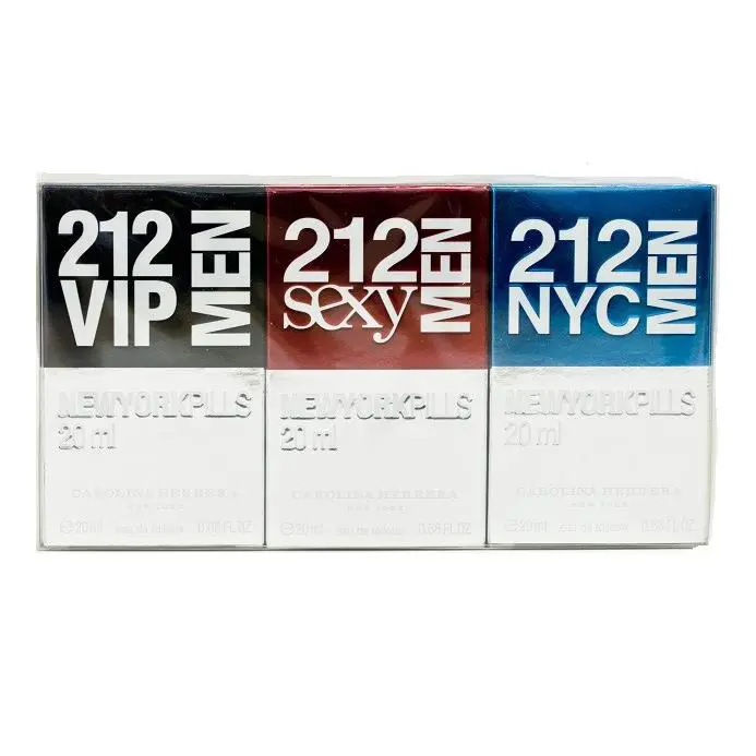 212 Men York Pills Carolina Herrera Vip Sexy Nyc Edt 0.68 oz x 3 Set