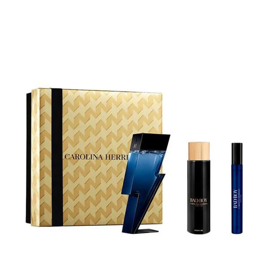 Carolina Herrera Bad Boy Cobalt Men 3 Pc Set 3.4oz Edps 3.4 SG 0.34 Edps