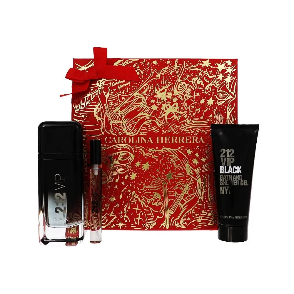 212 Vip Black  Gift Set For Men 3 Piece Set For Men: 3.4 Oz by Carolina Herrera