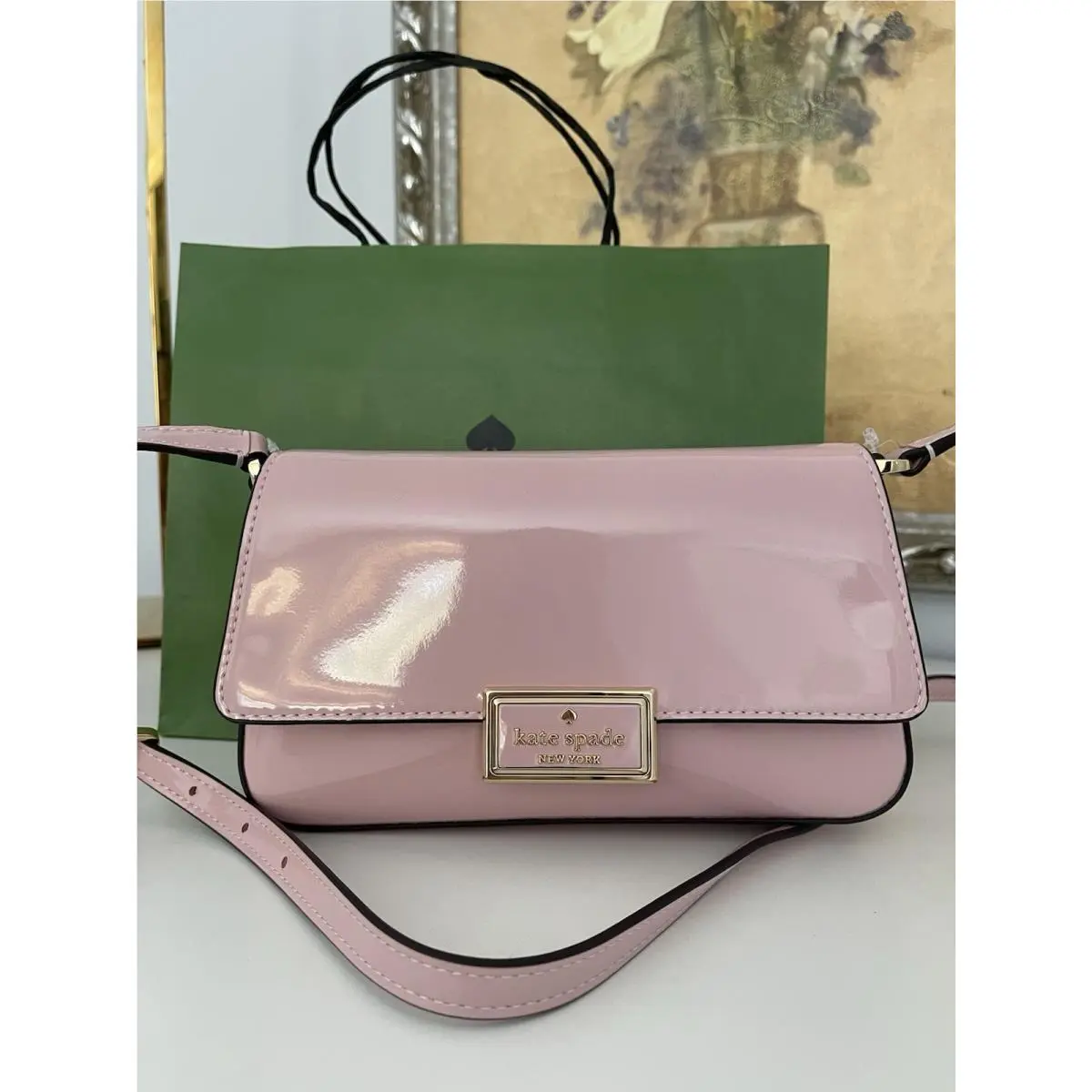 Kate Spade Reegan Patent Mini Flap Crossbody Tutu Pink