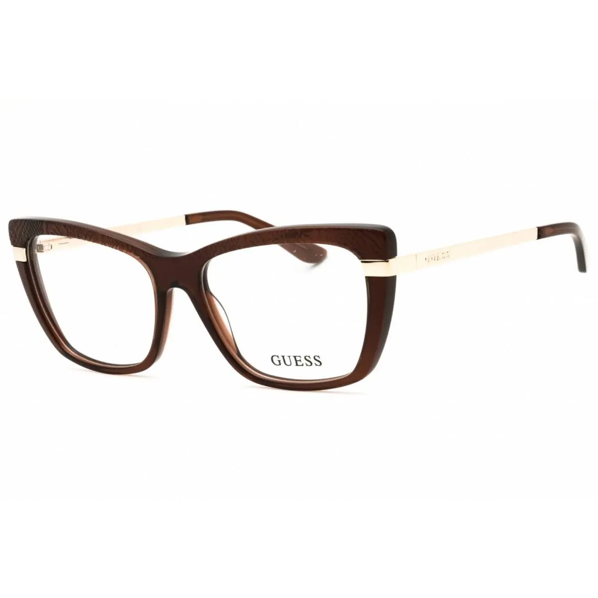 Guess Women`s Eyeglasses Shiny Dark Brown Acetate Full Rim Frame GU50246 048