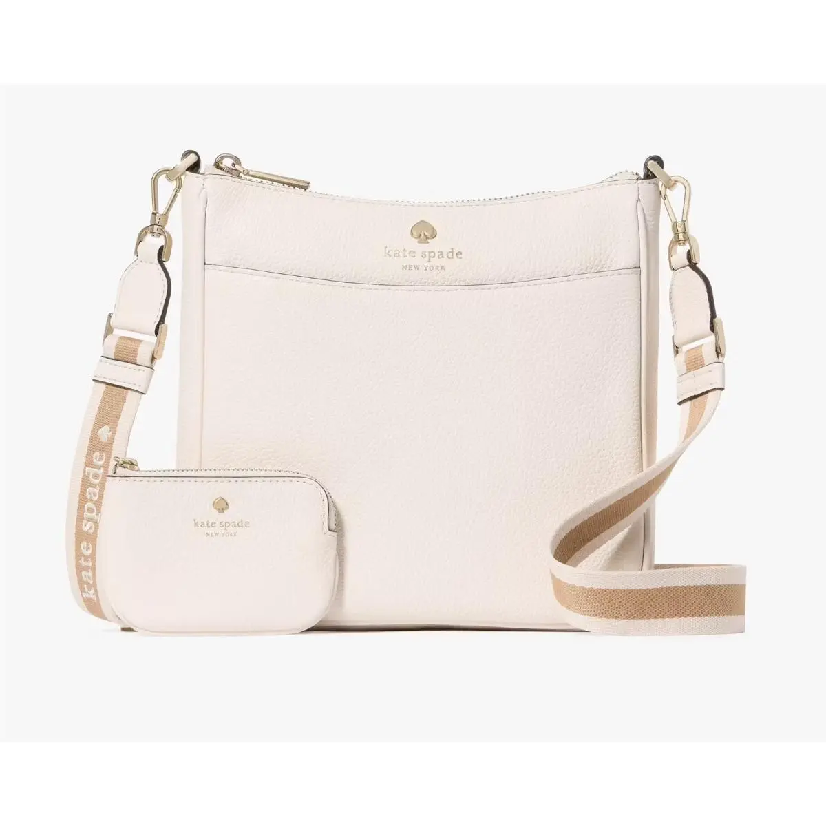 Kate Spade Emma Medium Swingpack Crossbody in Parchment W/zip Coin Purse