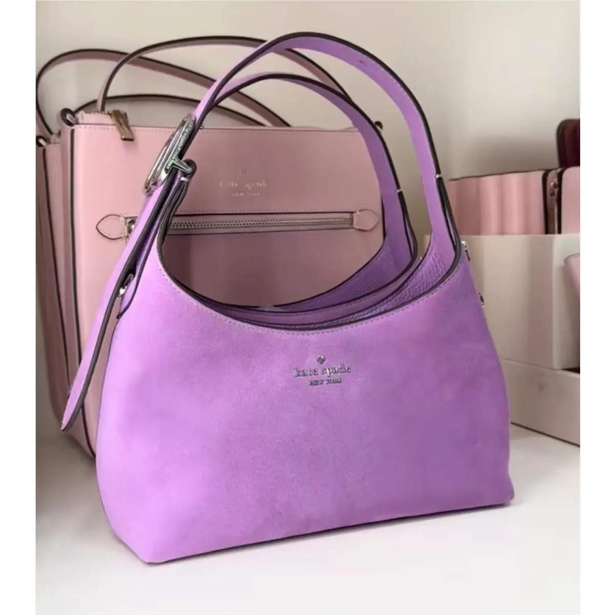 Kate Spade 454 Suede Mini Crossbody In Wisteria