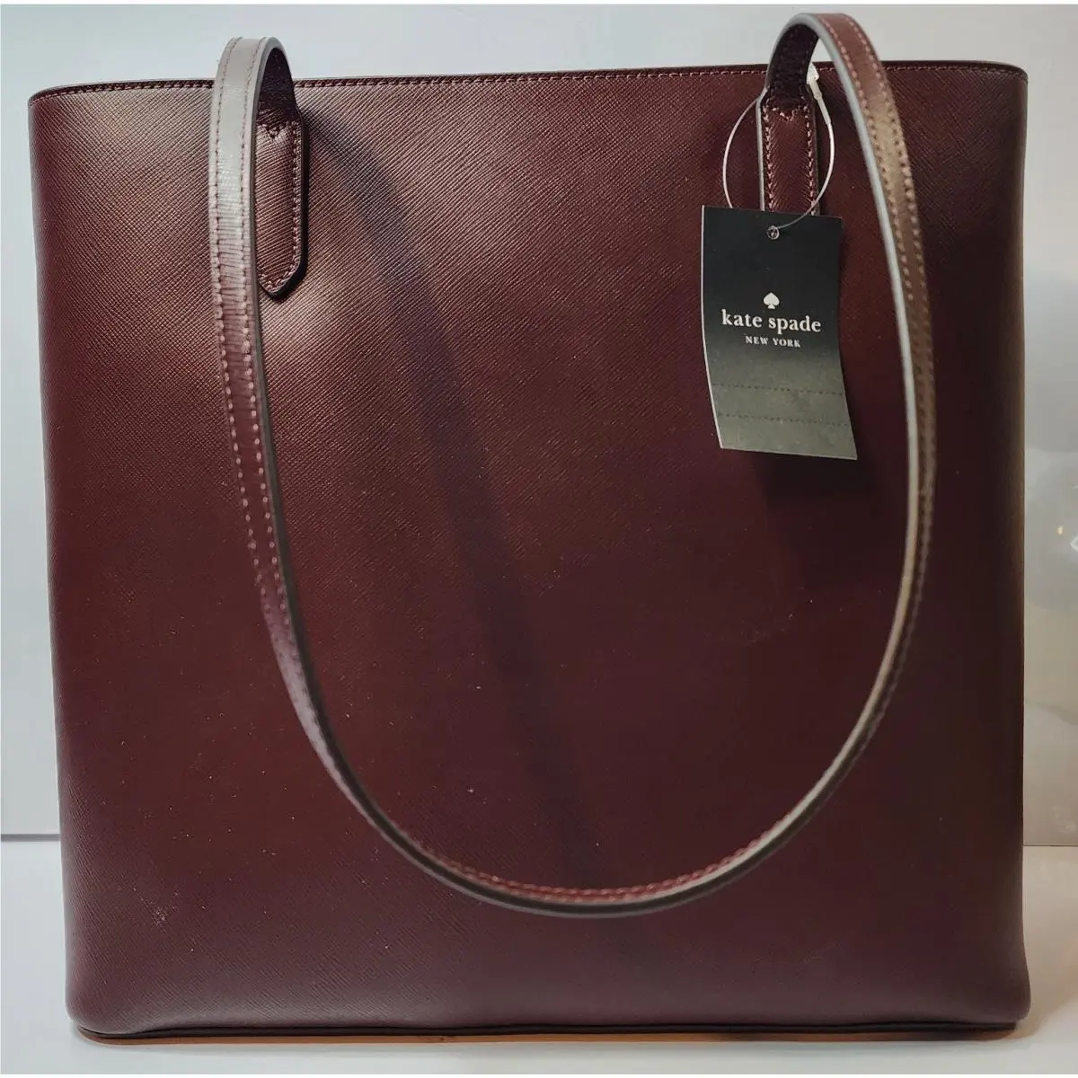 Kate Spade Women`s Tote Bag Burgundy Leather 11x12 Inches