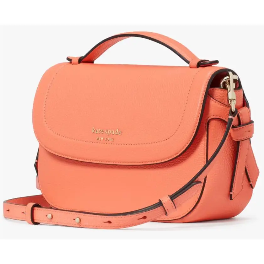 Kate Spade Knott Top Handle Crossbody Bag Orange Leather Purse KF833
