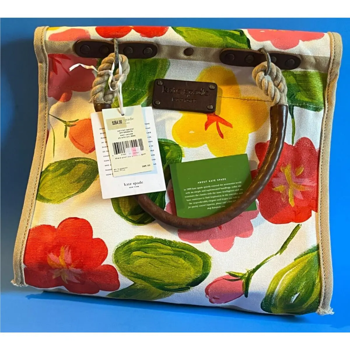 Kate Spade New York Wwii Hand-painted Floral Canvas Leather Satchel