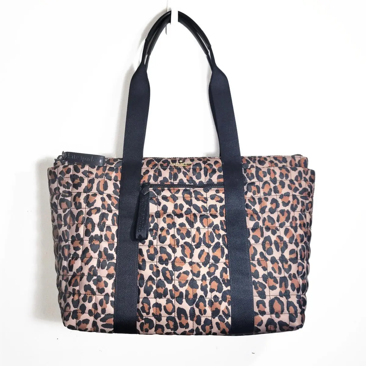 Kate Spade Camden Brown Leopard Extra Large Nylon Tote Bag Overnight Bag