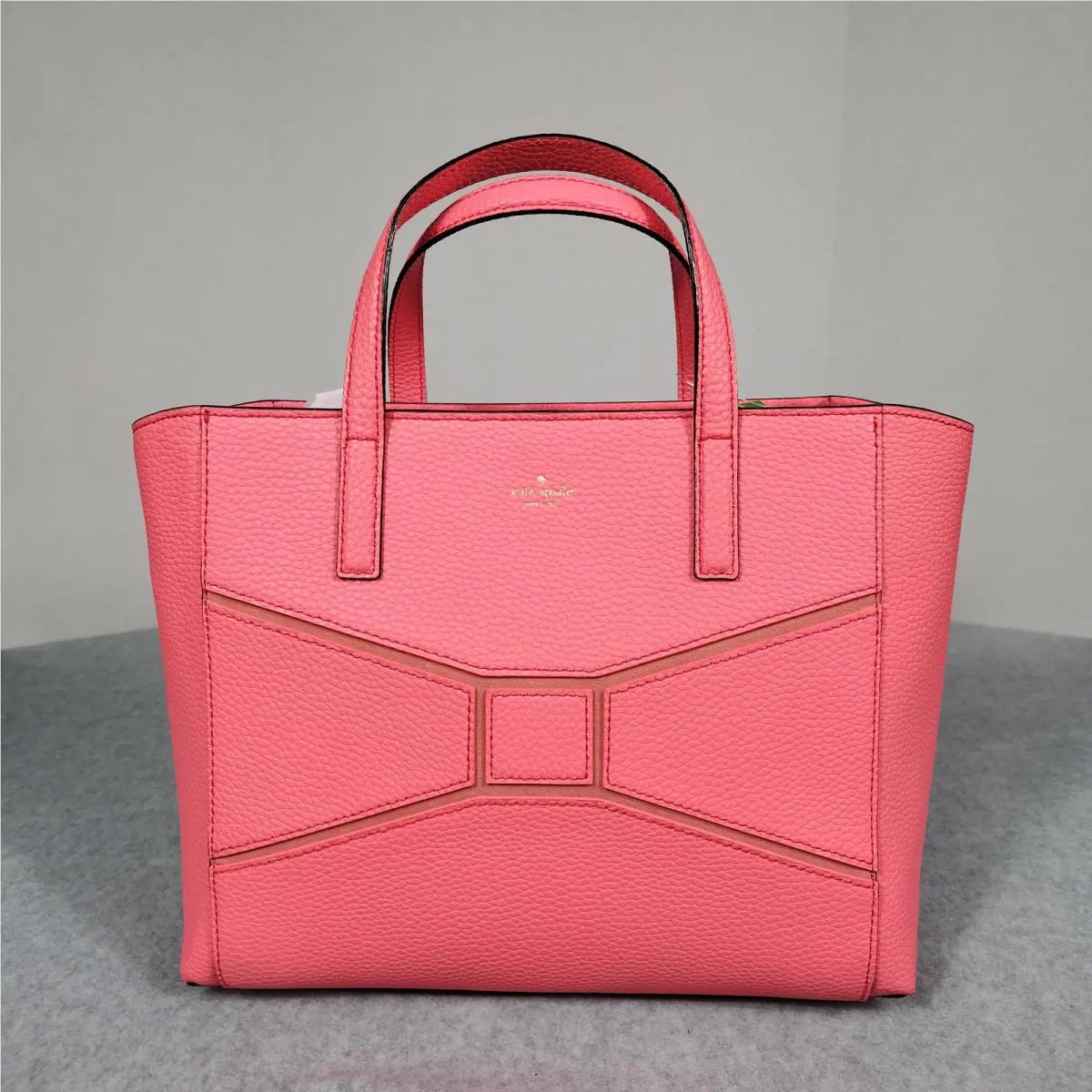Kate Spade Tote Bag Womens Medium Pink Pebbled Leather Top Handle Snap Closure
