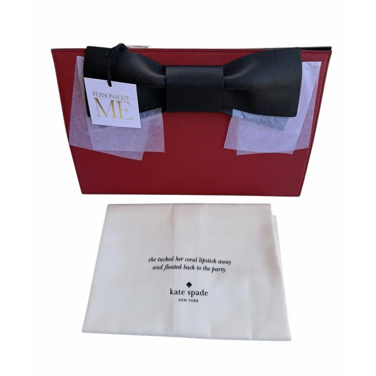 Kate Spade Red Make It Mine Candace Purse Bag Black Bow Flap Sleeve Cover