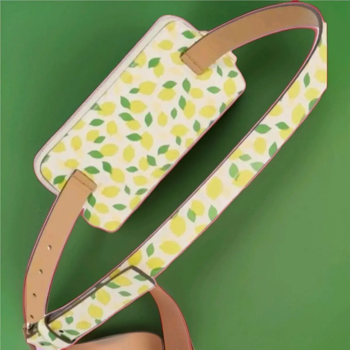 Kate Spade Bag Fanny Pack Belt Leather Lemon Green Print S/m w Tags