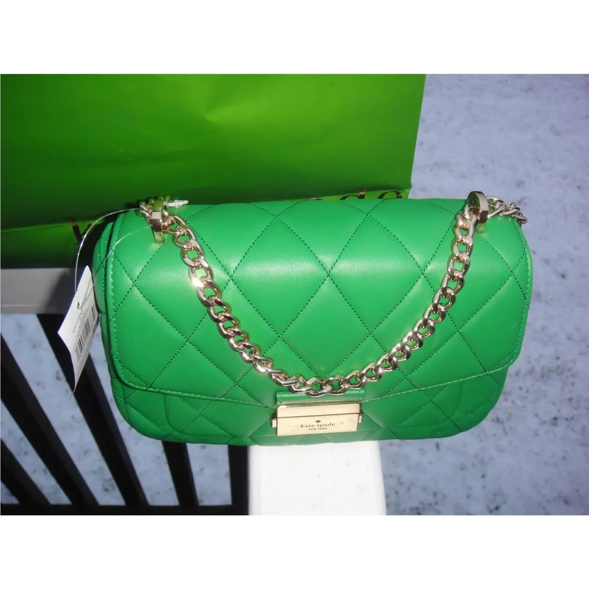 New Kate Spade Carey Small Grean Bean Quilted Leather Crossbody Bag.$429.00