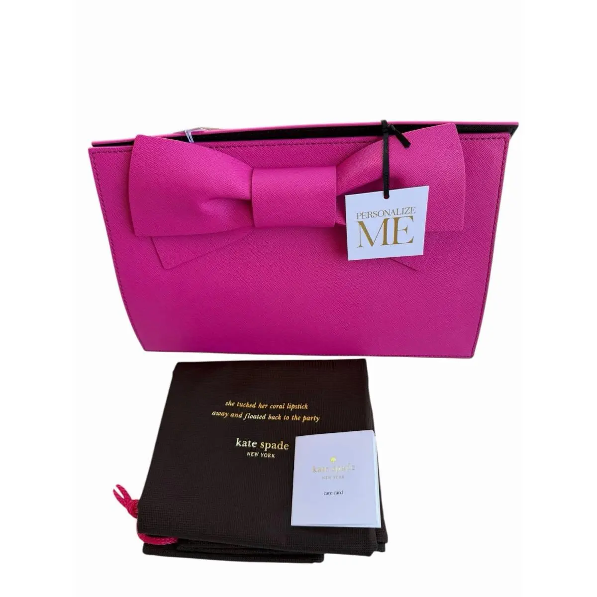 Kate Spade Make It Mine Bright Pink Candace Purse Bag Bow Flap Sleeve Cover