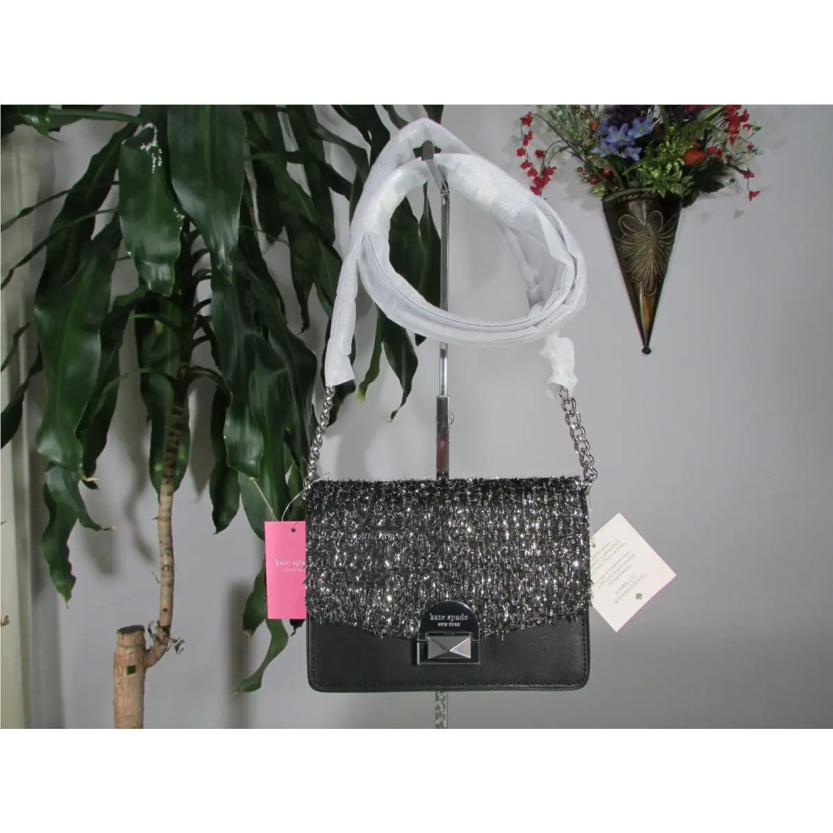 Kate Spade Neve Tinsel Convertible Flap Crossbody Bag Black