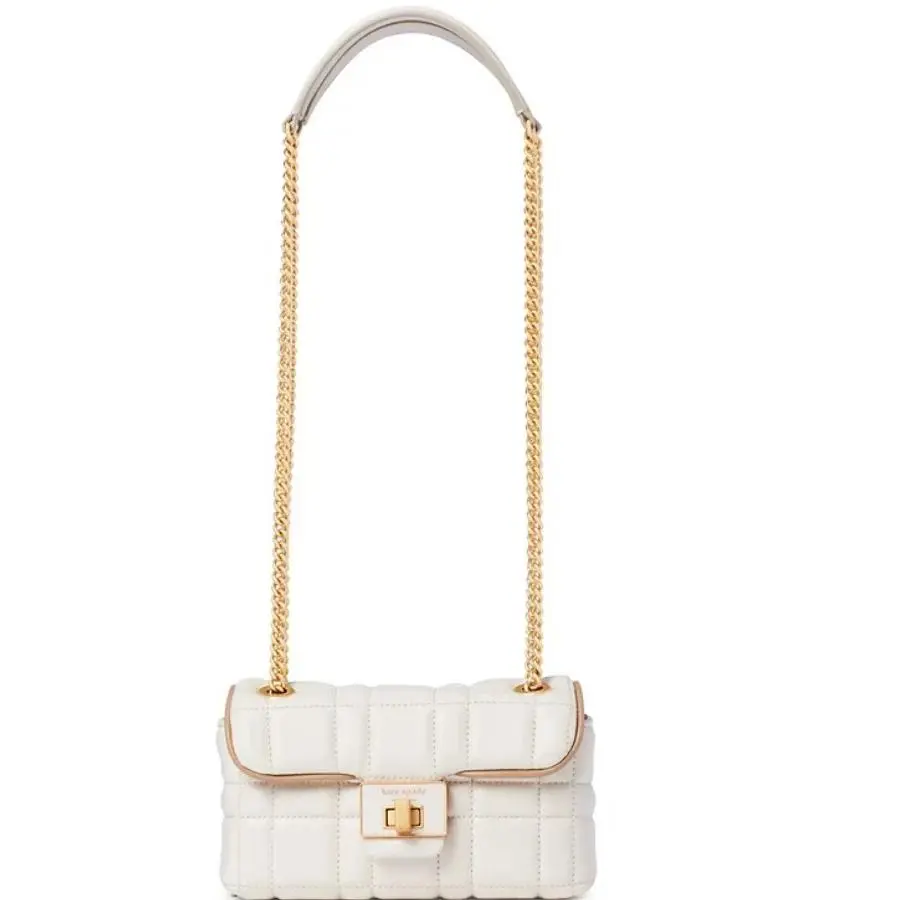 Kate Spade NY Evelyn Quilted Leather Mini Shoulder Crossbody + Dust Bag Ivory