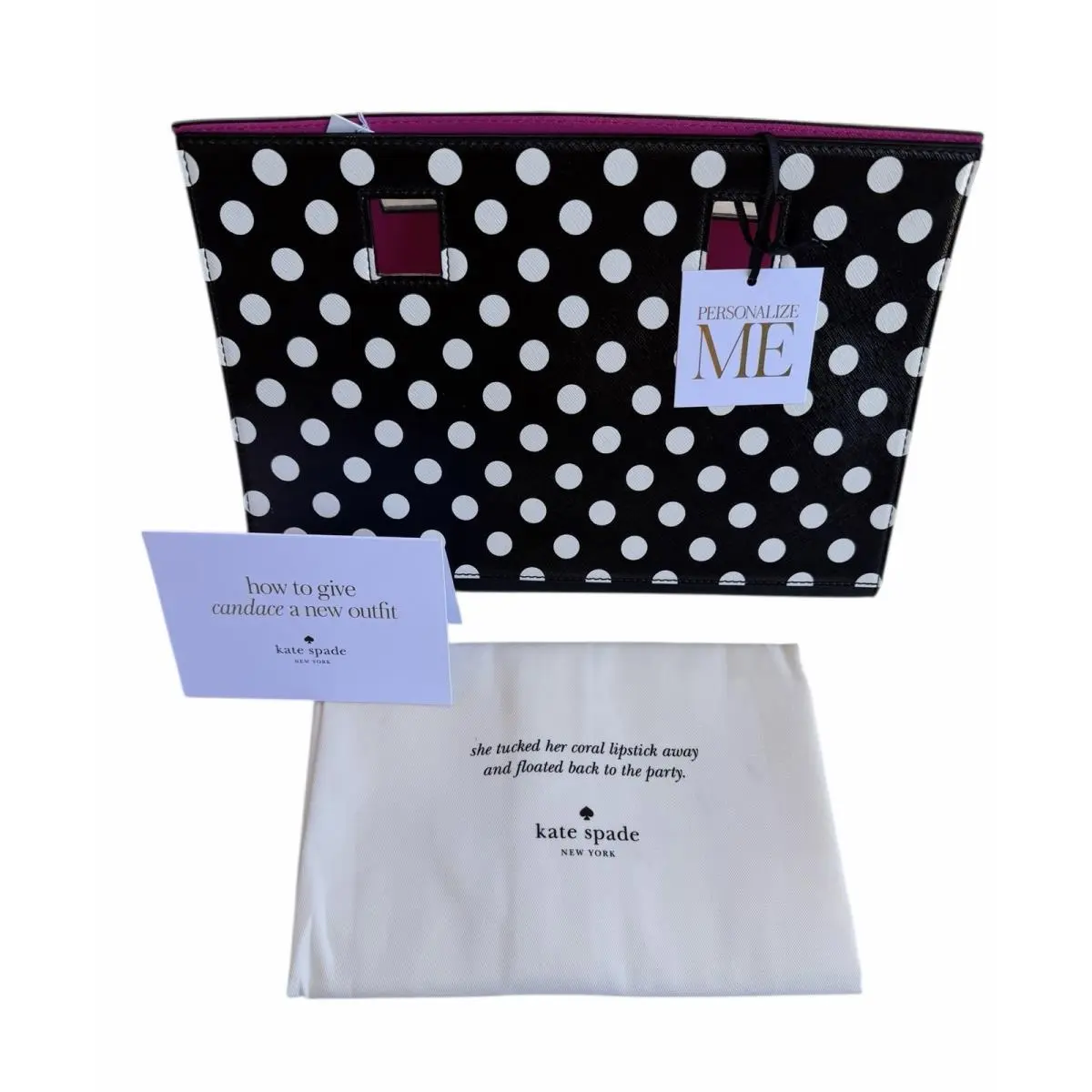 Kate Spade Make It Mine Polka Dot Candace Purse Bag Bow Flap Sleeve Cover