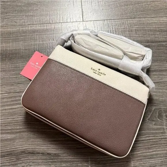 Kate Spade York Triple Gusset Color Block Crossbody Bag Purse Neutral