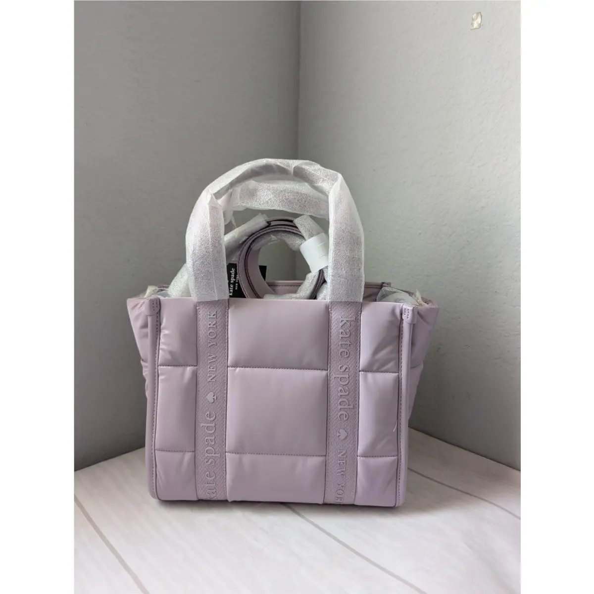 Kate Spade KM669 Kip Puffy Small Tote Crossbody In Lavender Smoke