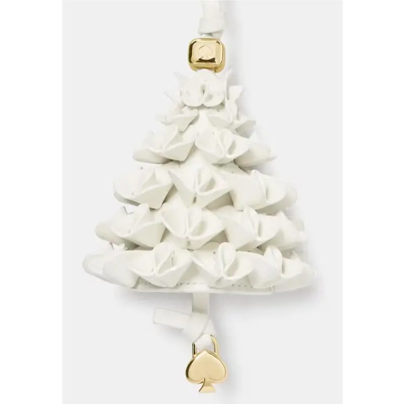 Kate Spade Winter Pine 3D Ivory White Leather Tree Bag Charm KM723