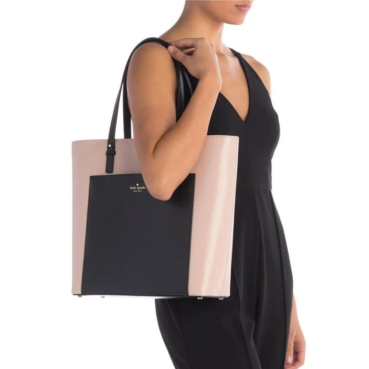 Kate Spade Dual Color Leather Tote Bag Work Office Everyday Chic