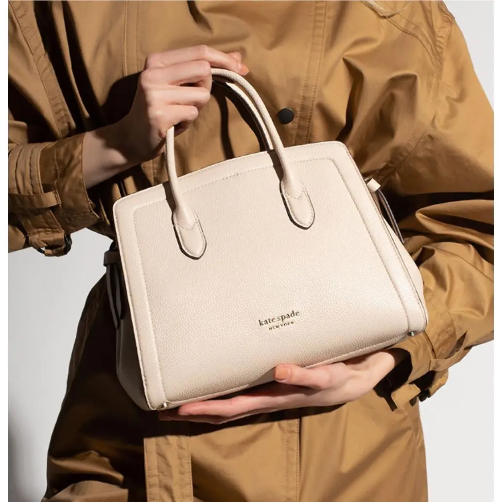Kate Spade Knott Medium Crossbody Satchel Milk Glass Pebbled Leather