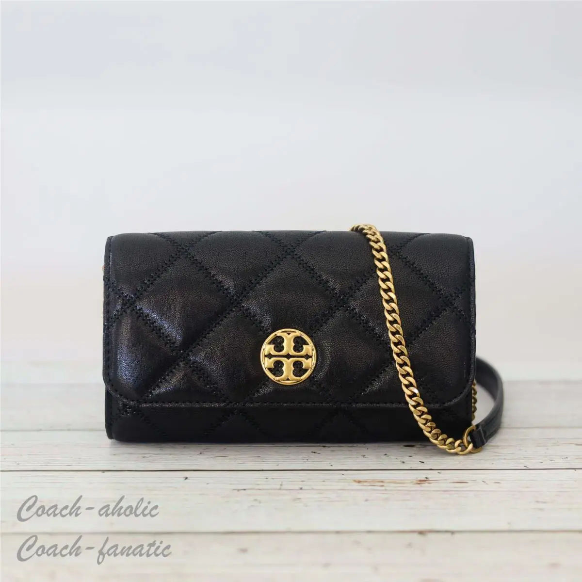 Tory Burch Willa Chain Wallet Crossbody Leather Clutch Bag 164055 in Black