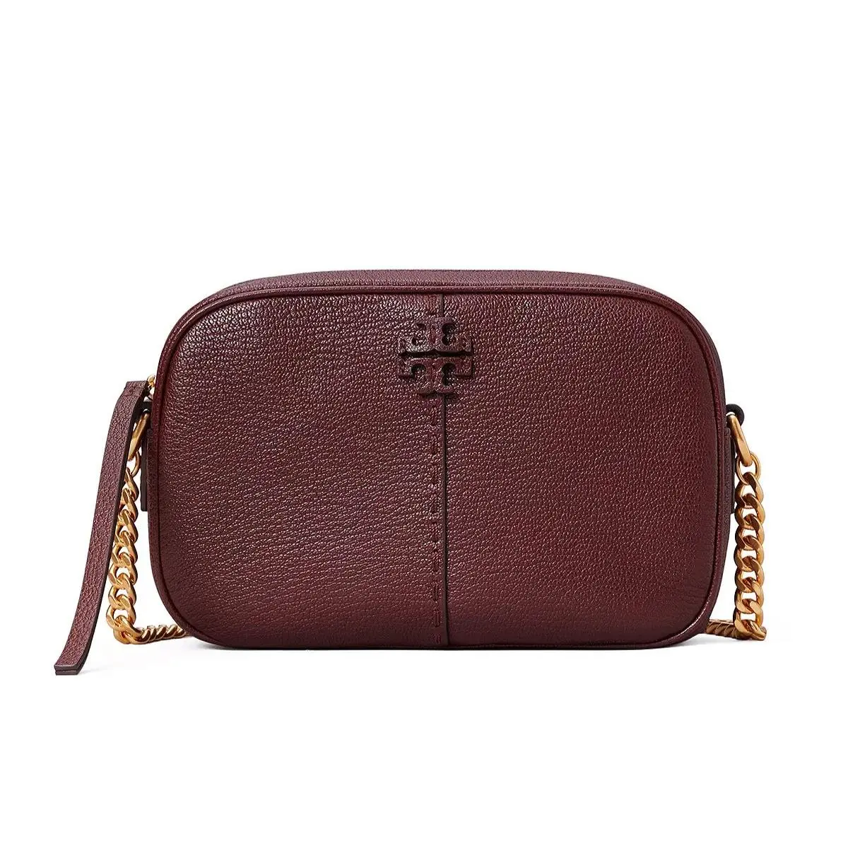 Tory Burch Mcgraw Leather Camera Bag Crossbody Bag Muscadine Wine Red