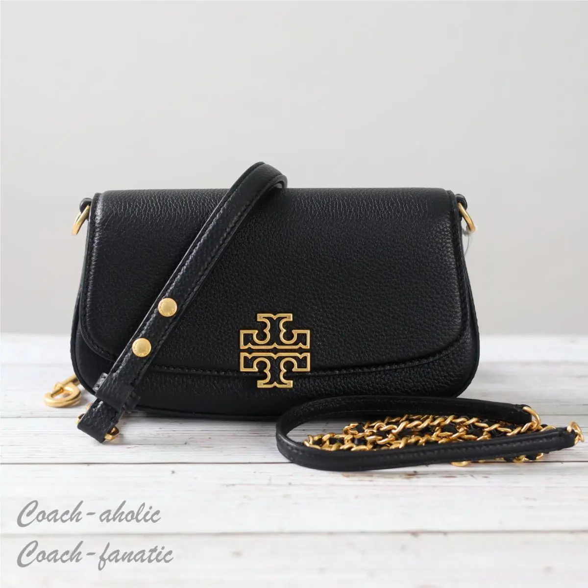 Tory Burch Britten Convertible Leather Crossbody in Black